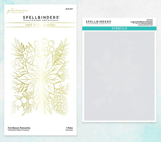 Spellbinders Full Bloom Poinsettia Glimmer Plate & Card Bundle