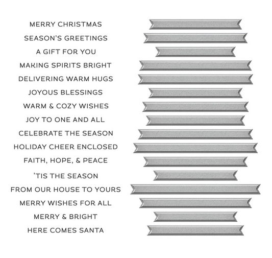 Spellbinders Merry & Bright Sentiment Strips Press Plate & Die Set