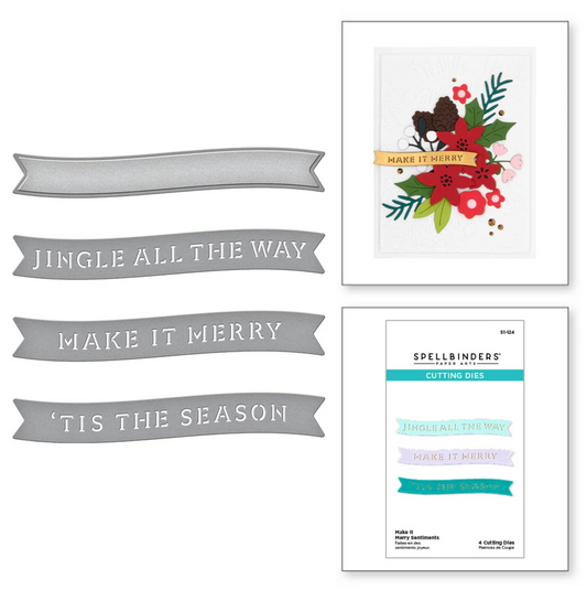 Spellbinders Make It Merry Sentiments Etched Dies