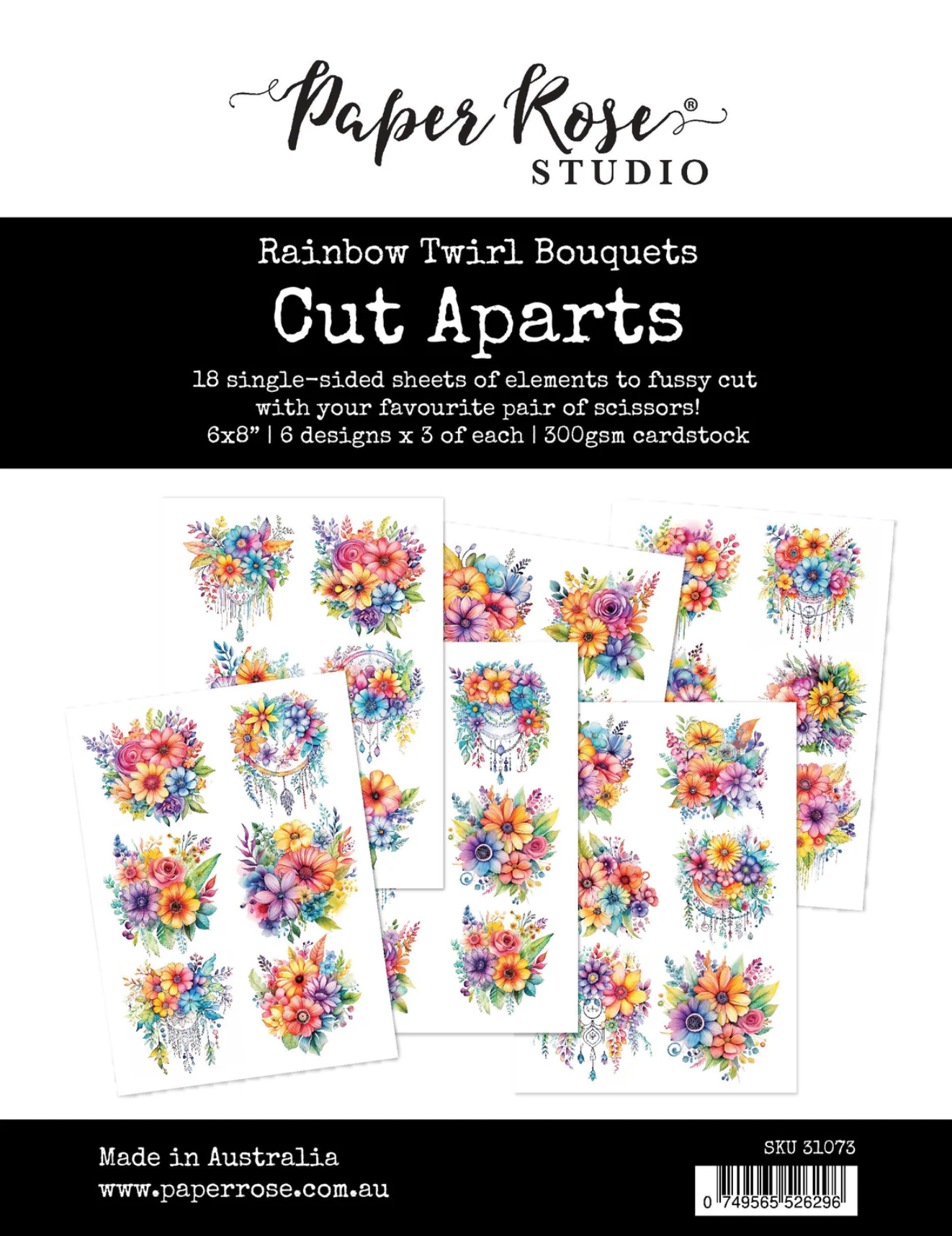 Paper Rose Studio Rainbow Twirl Bouquets Cut Aparts Paper Pack