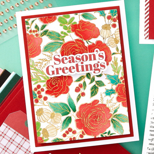 Spellbinders Winter Rose Background BetterPress and Stencil Bundle