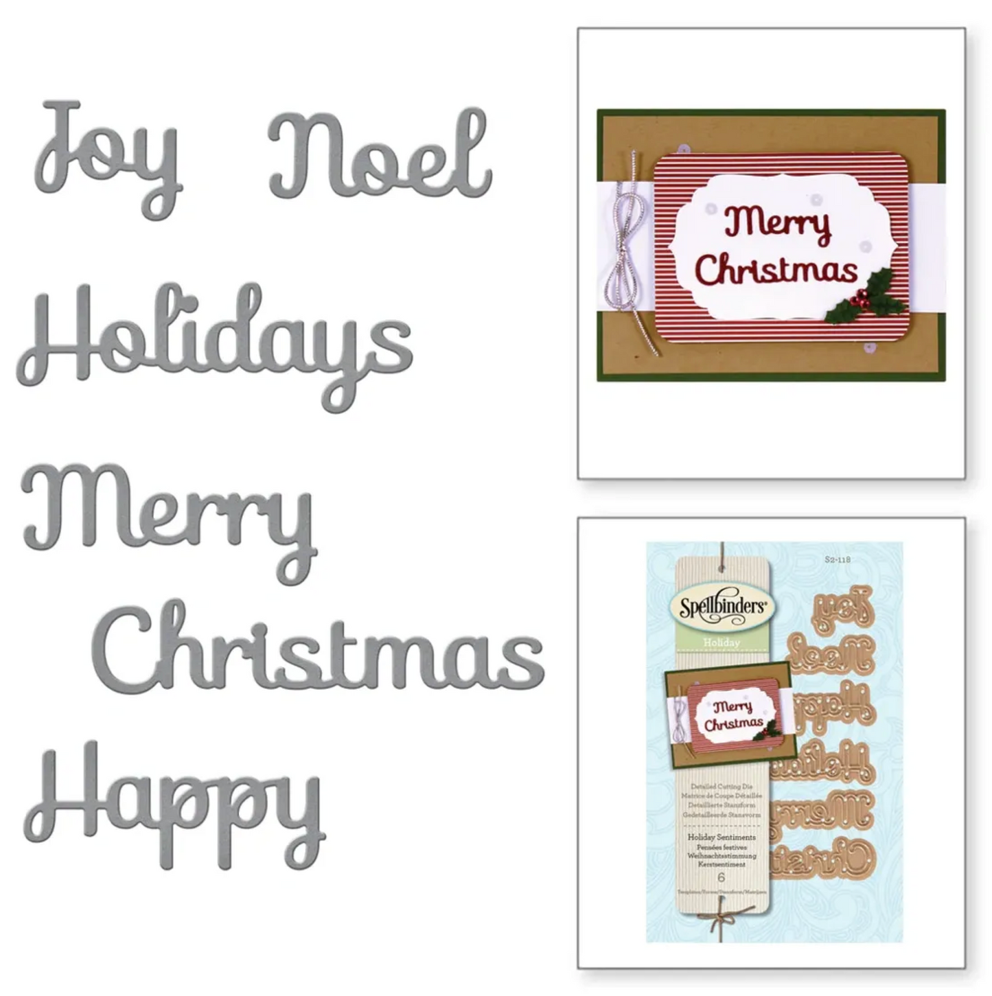 Spellbinders Die D-Lites Basic Holiday Sentiments Etched Dies