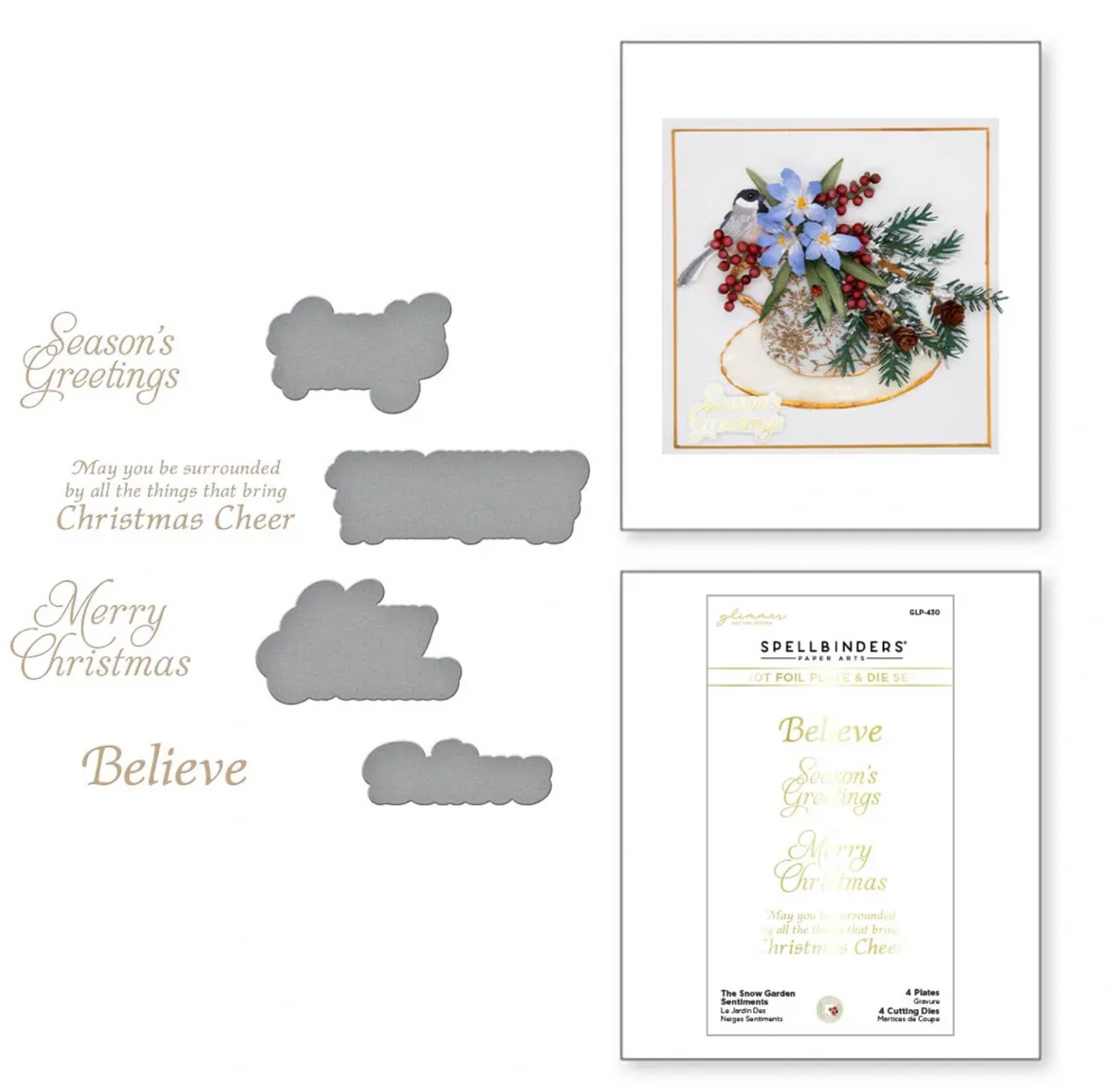 Spellbinders The Snow Garden Sentiments Glimmer Plates & Dies