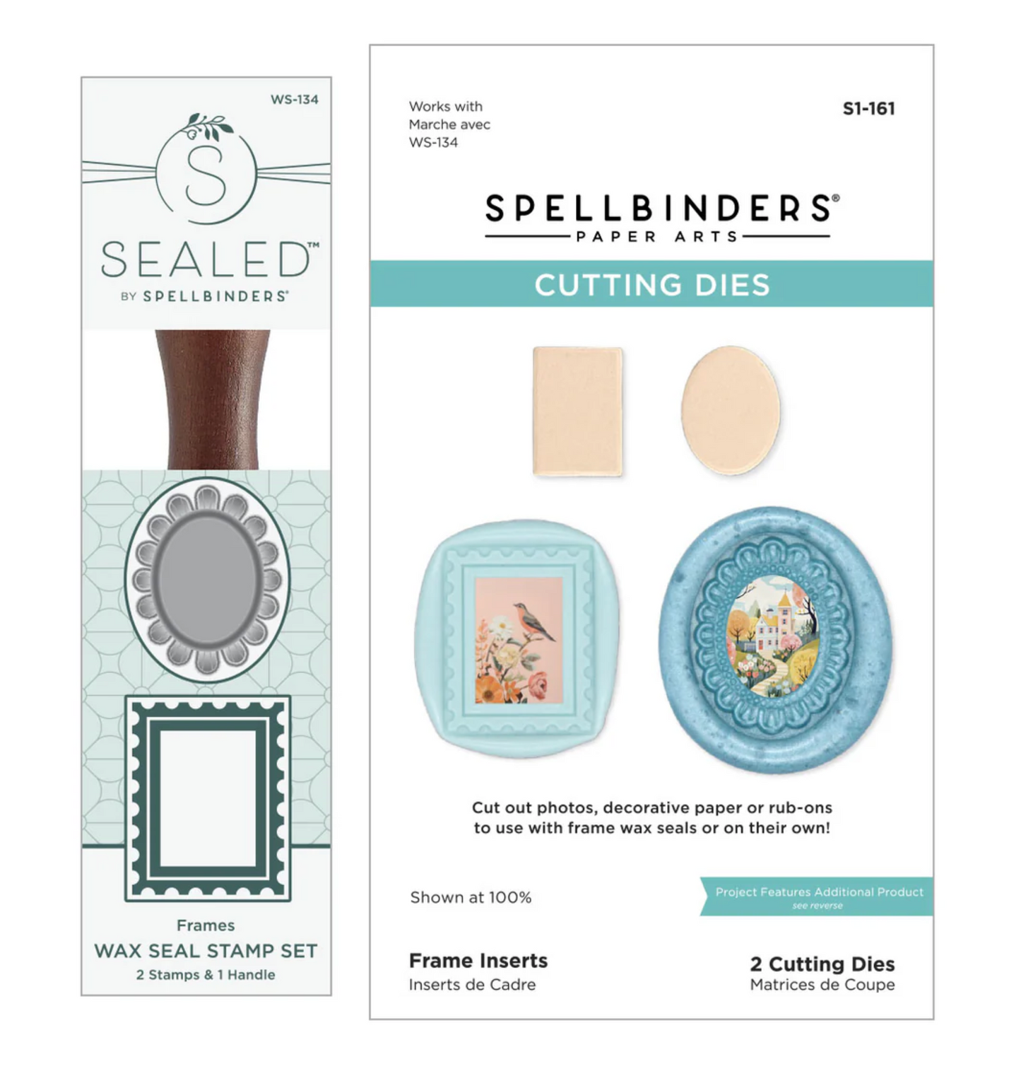 Spellbinders 2 Pack Frames Wax Seal Stamps & Dies Bundle