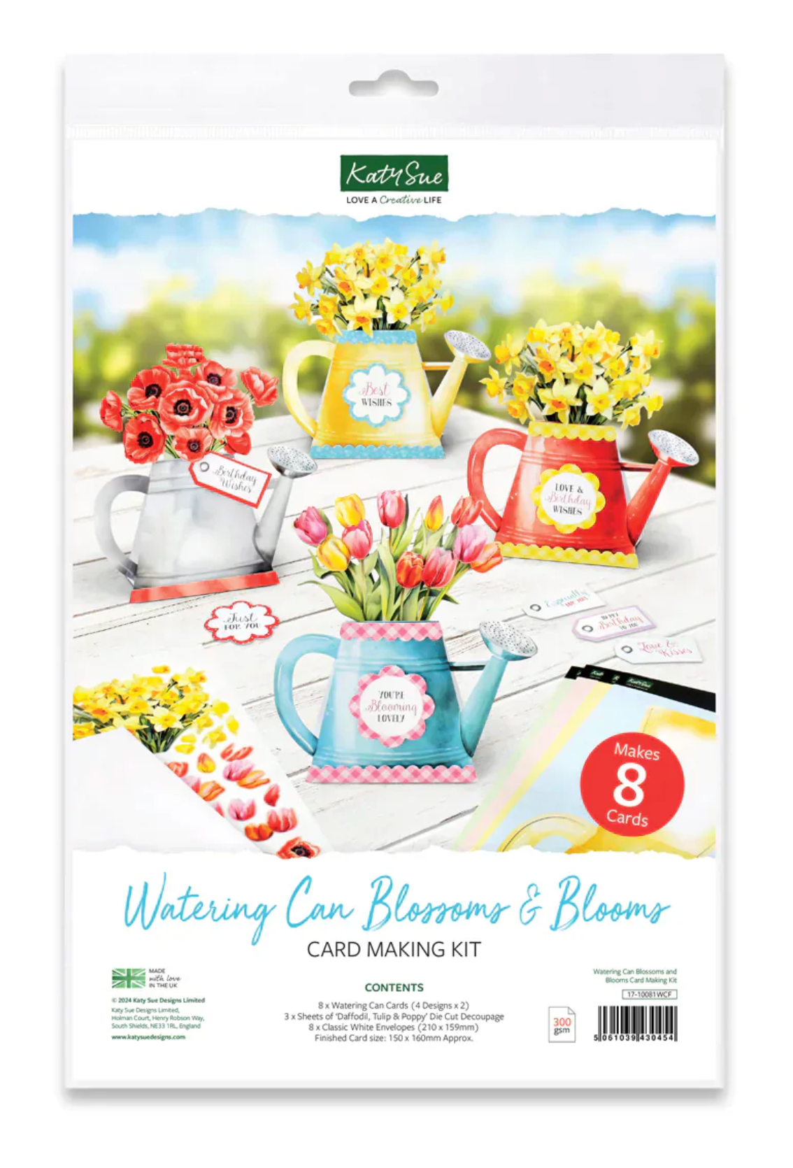 Katy Sue Watering Can Blossoms and Blooms, Card Making Kit