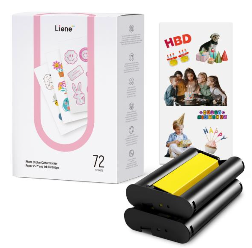 Liene Photo Sticker Cutter Paper 4"X7" W/Ink Cartridge