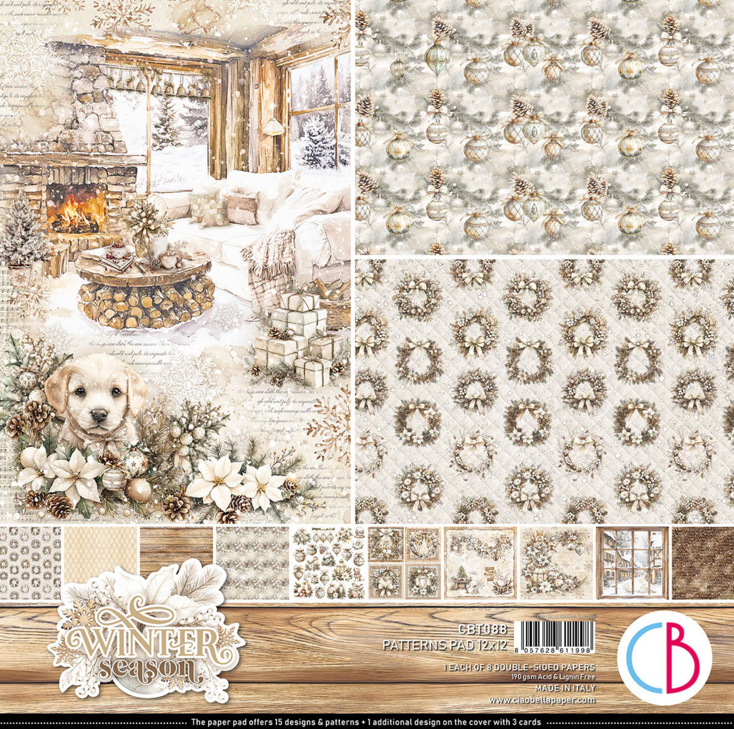 Ciao Bella Winter Season Patterns Pad 12"x12" 8/Pkg