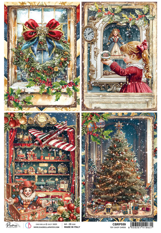 Ciao Bella Rice Paper A4 Toy Shop Cards - 5 Sheets