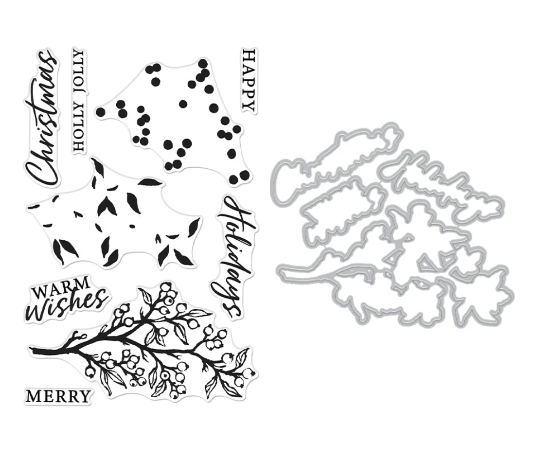 Hero Arts Color Layering Holly Branch Stamp & Die Bundle