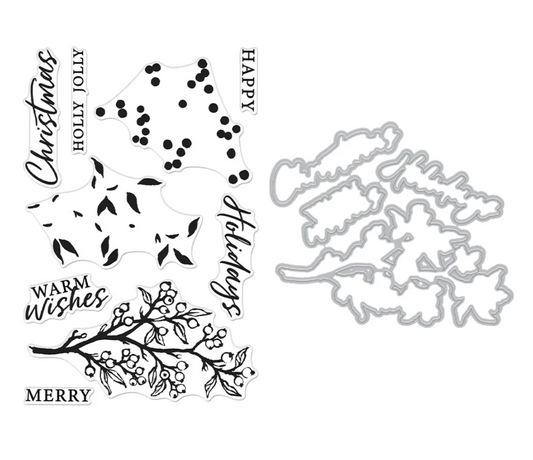 Hero Arts Color Layering Holly Branch Stamp & Die Bundle