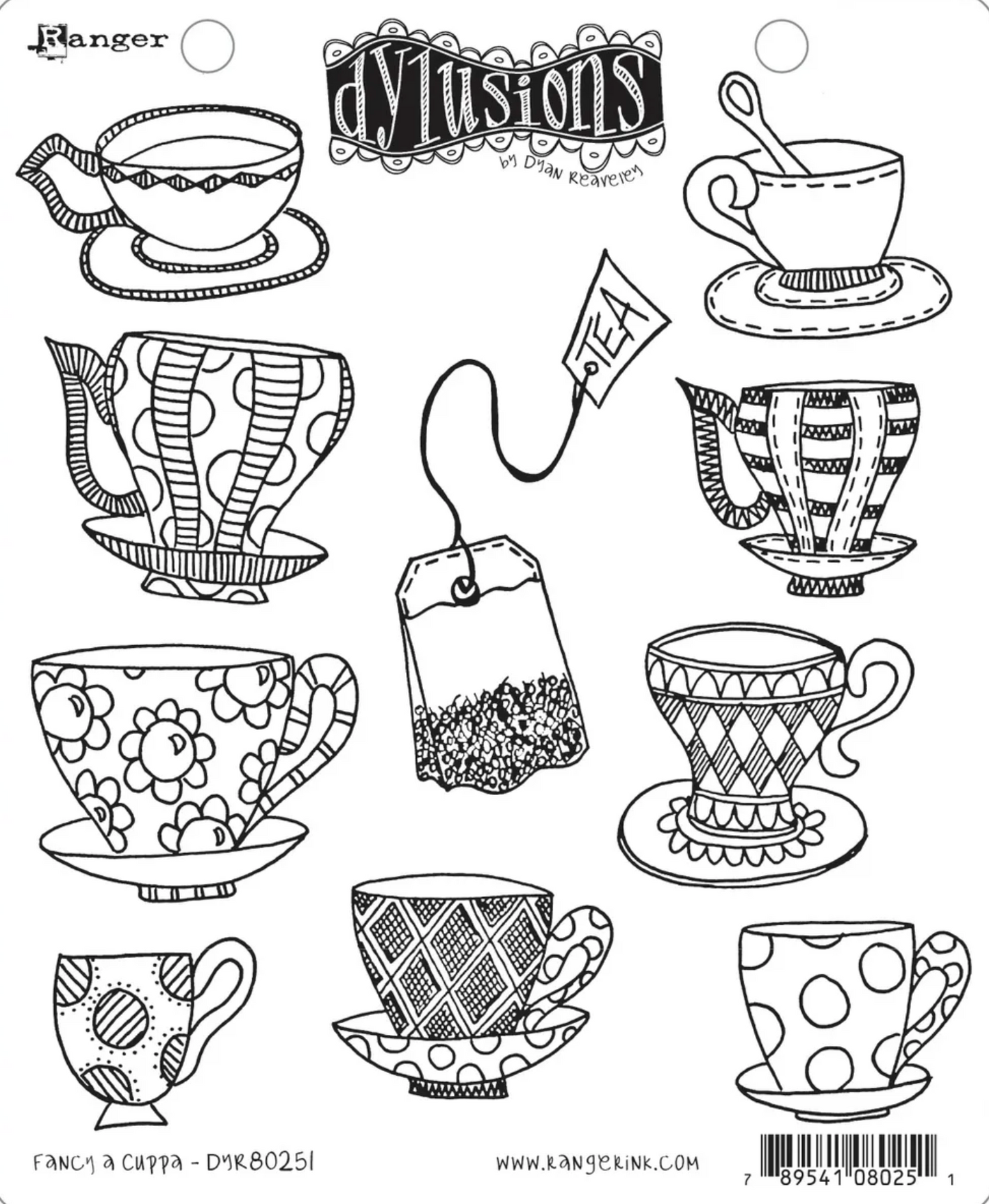 Dylusions Fancy a Cuppa Rubber Cling Stamps