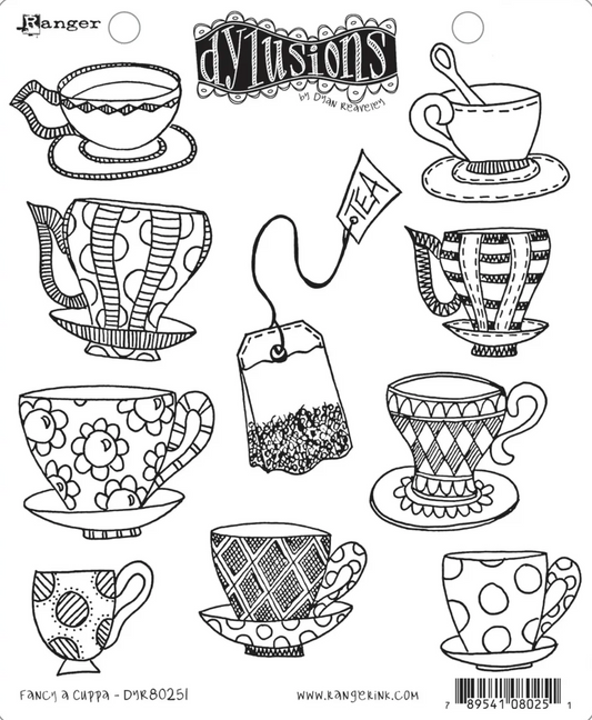 Dylusions Fancy a Cuppa Rubber Cling Stamps