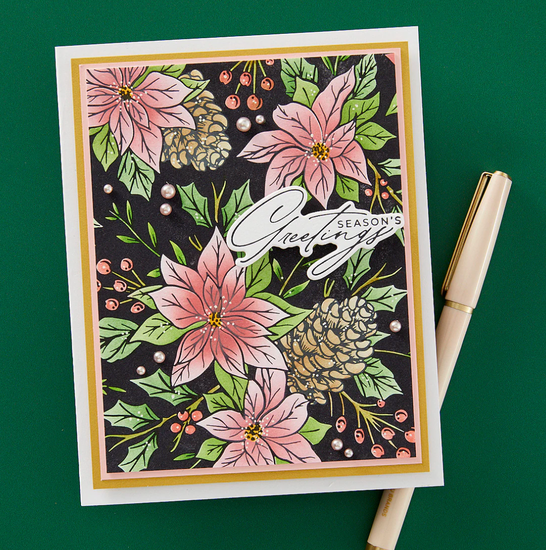 Spellbinders Festive Poinsettias BetterPress and Stencil Bundle