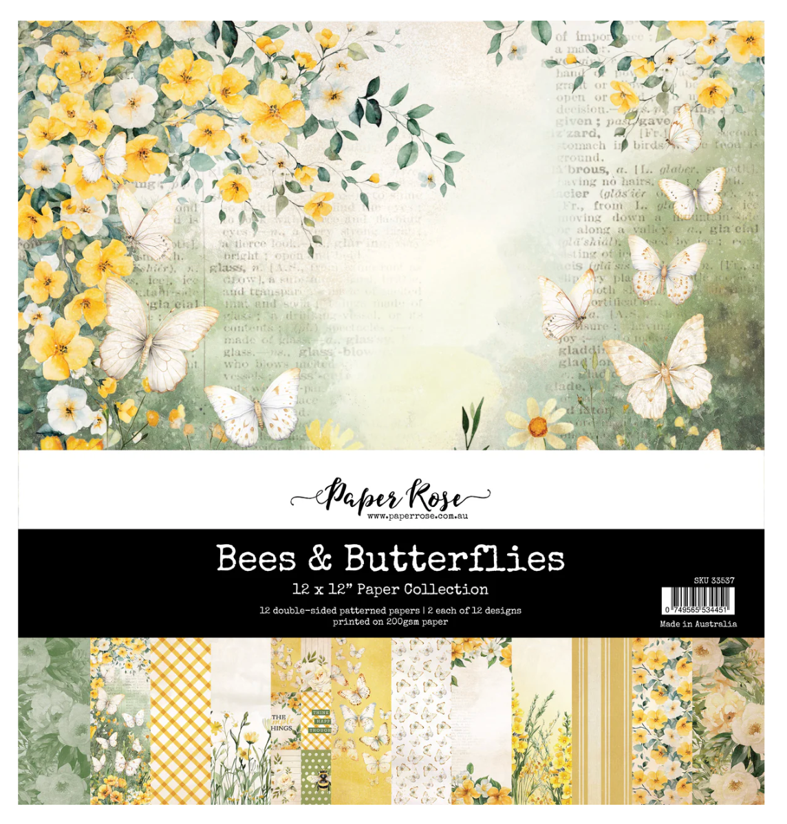 Paper Rose Bees & Butterflies 12" x 12" Collection