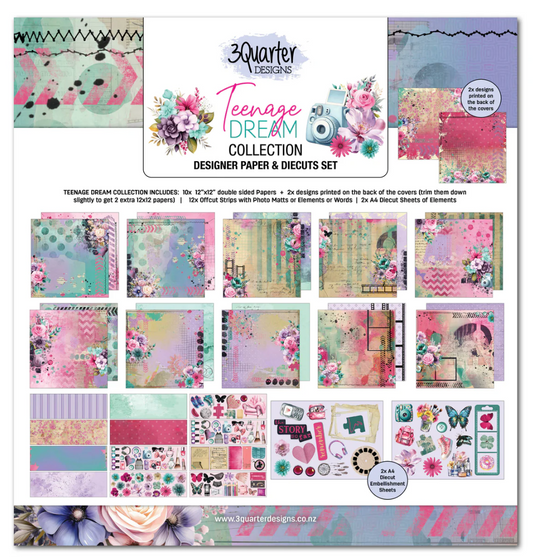 3Quarter Designs Teenage Dream 12x12 Design Paper & Diecuts Set