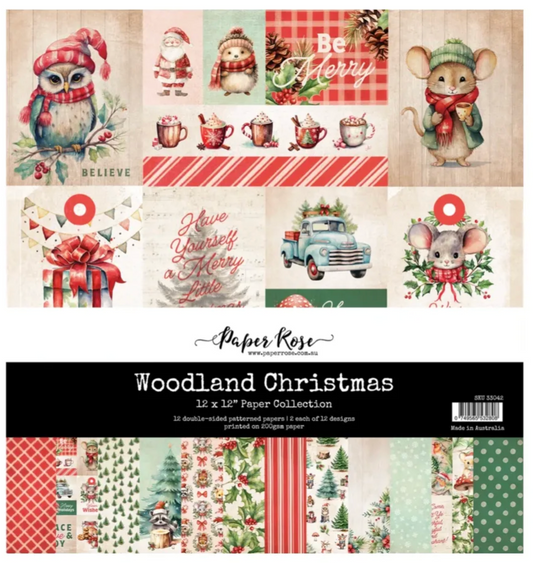 Paper Rose Woodland Christmas 12" x 12" Paper Collection