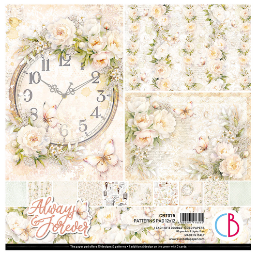 Ciao Bella Always & Forever Patterns Pad 12x12 8/Pkg