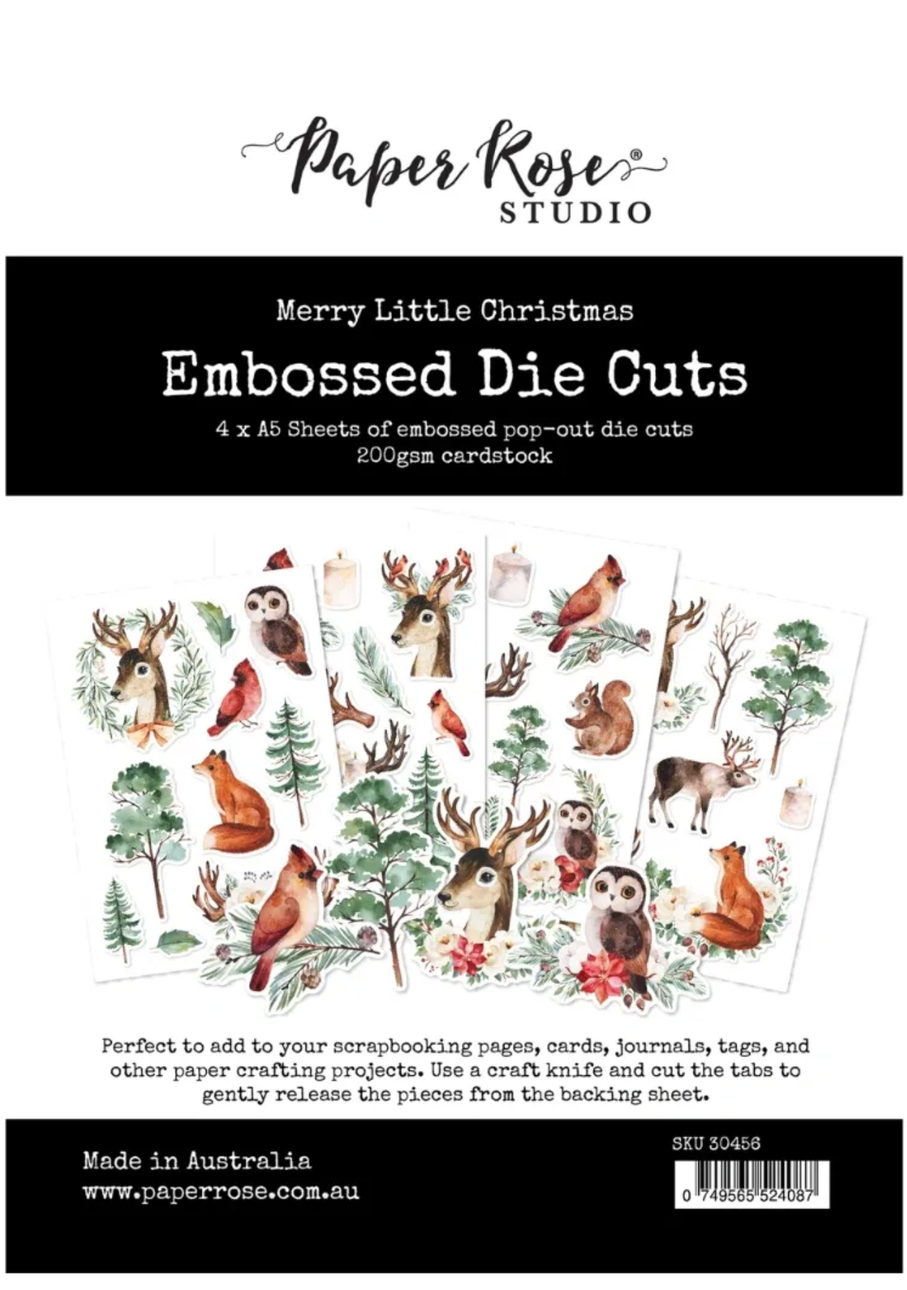 Paper Rose Merry Little Christmas Embossed Die Cuts