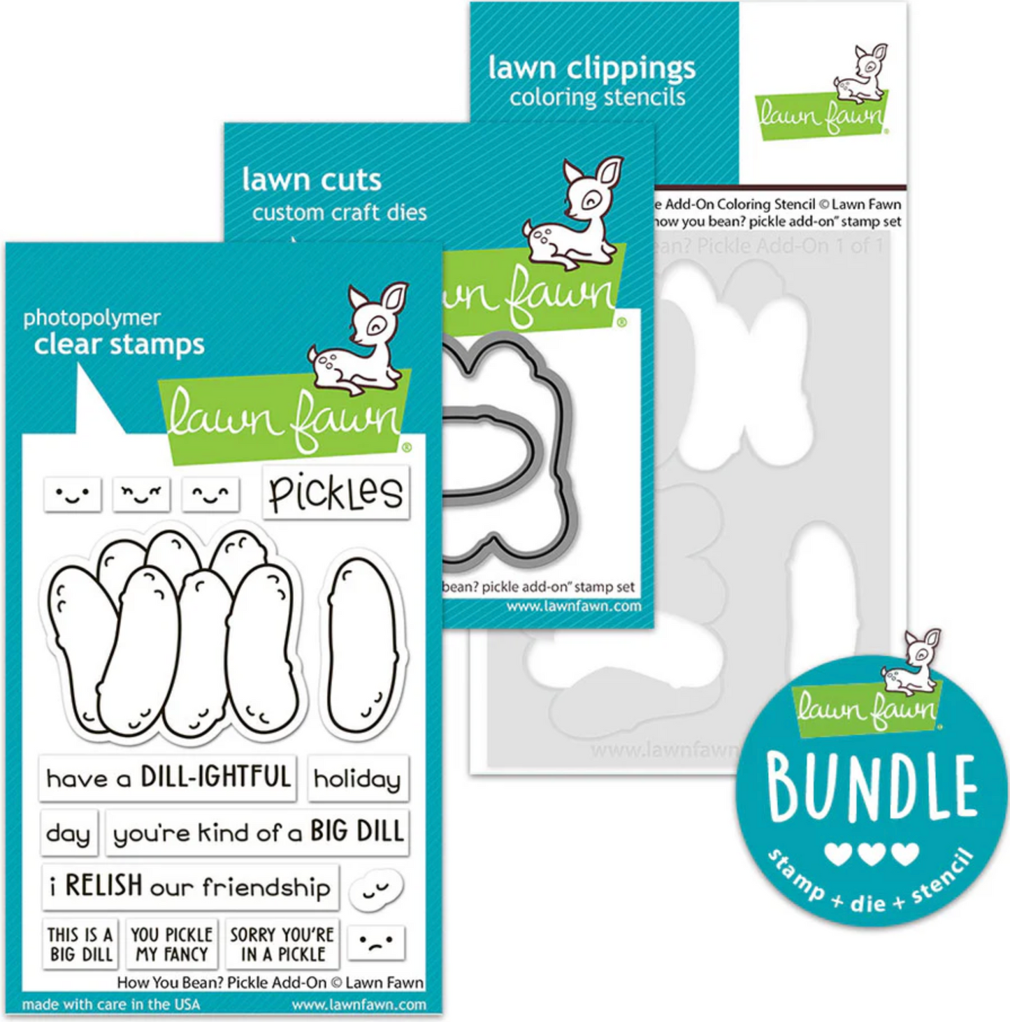 Lawn Fawn How you bean? Pickle Add-on (stamp+die+coloring stencil bundle)