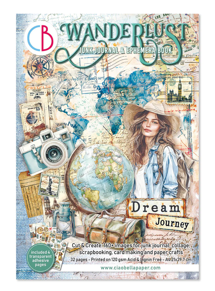 Ciao Bella Wanderlust Junk Journal & Ephemera Book A4