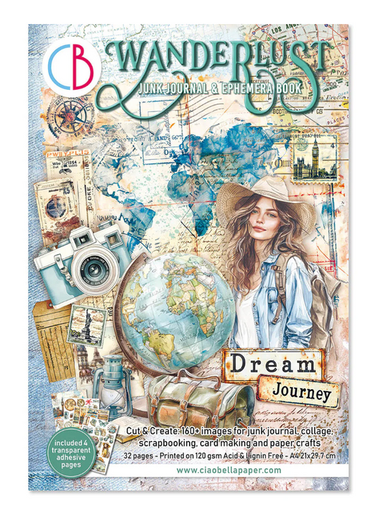 Ciao Bella Wanderlust Junk Journal & Ephemera Book A4