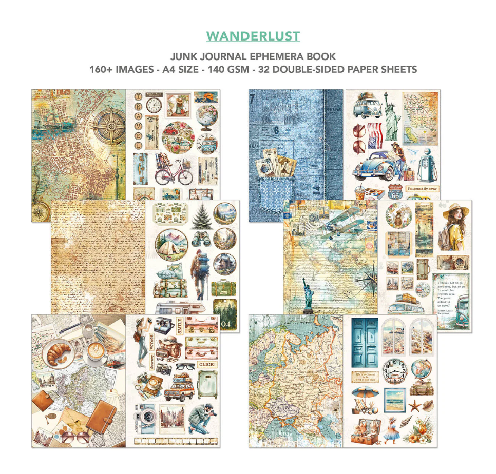 Ciao Bella Wanderlust Junk Journal & Ephemera Book A4