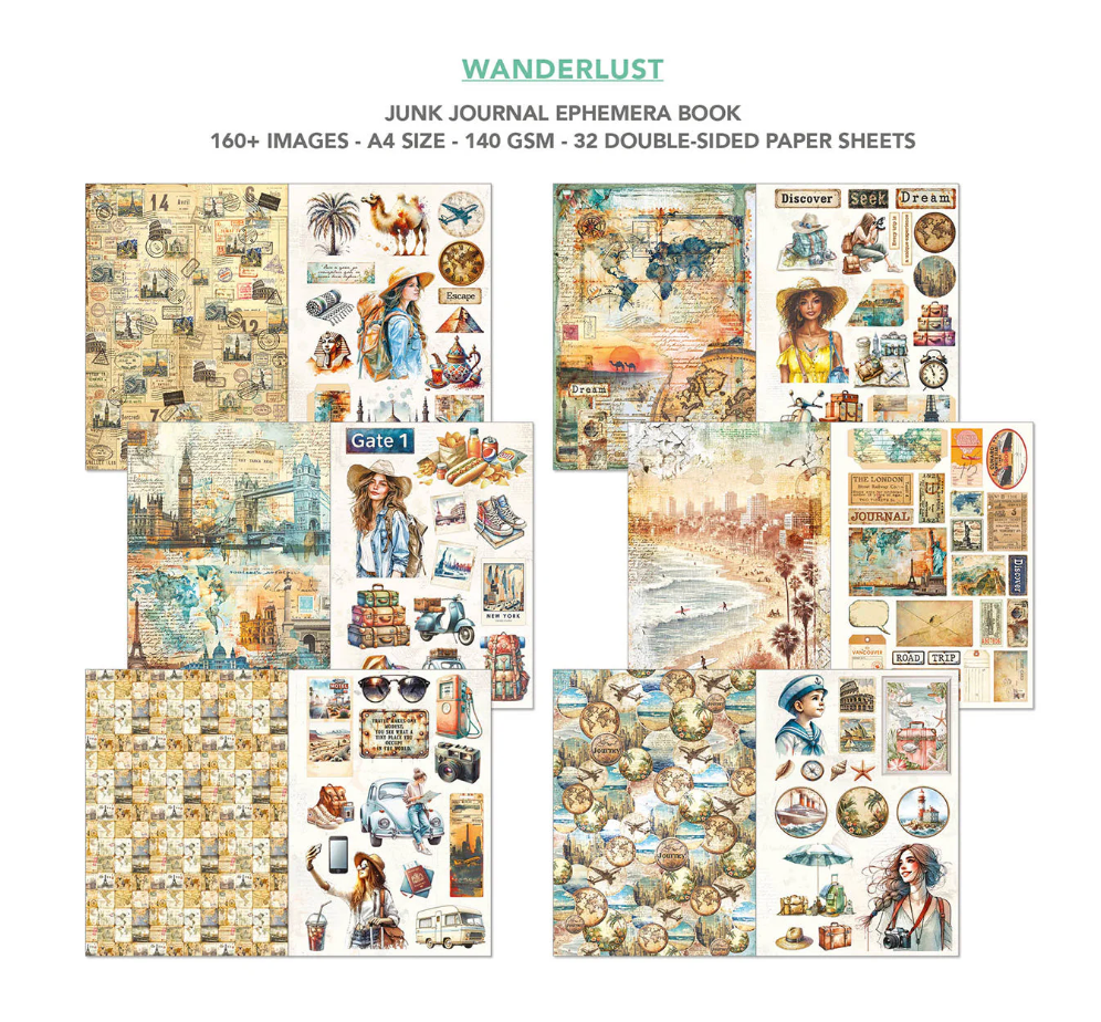 Ciao Bella Wanderlust Junk Journal & Ephemera Book A4