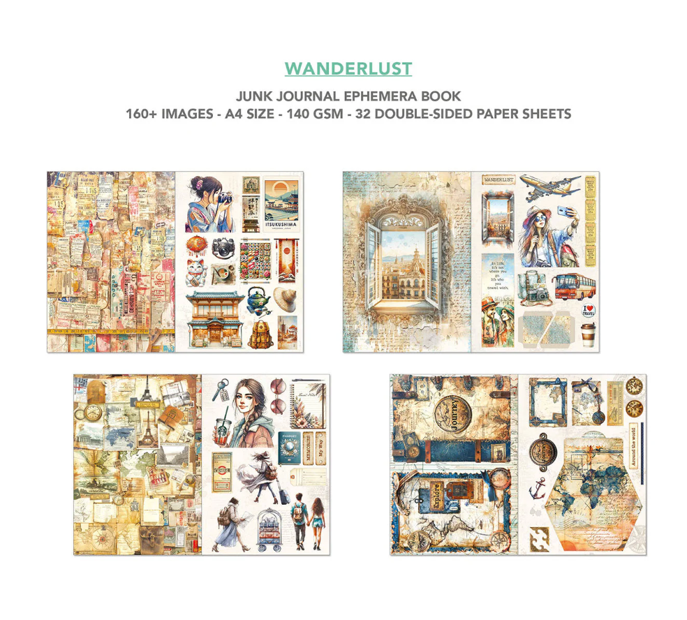 Ciao Bella Wanderlust Junk Journal & Ephemera Book A4