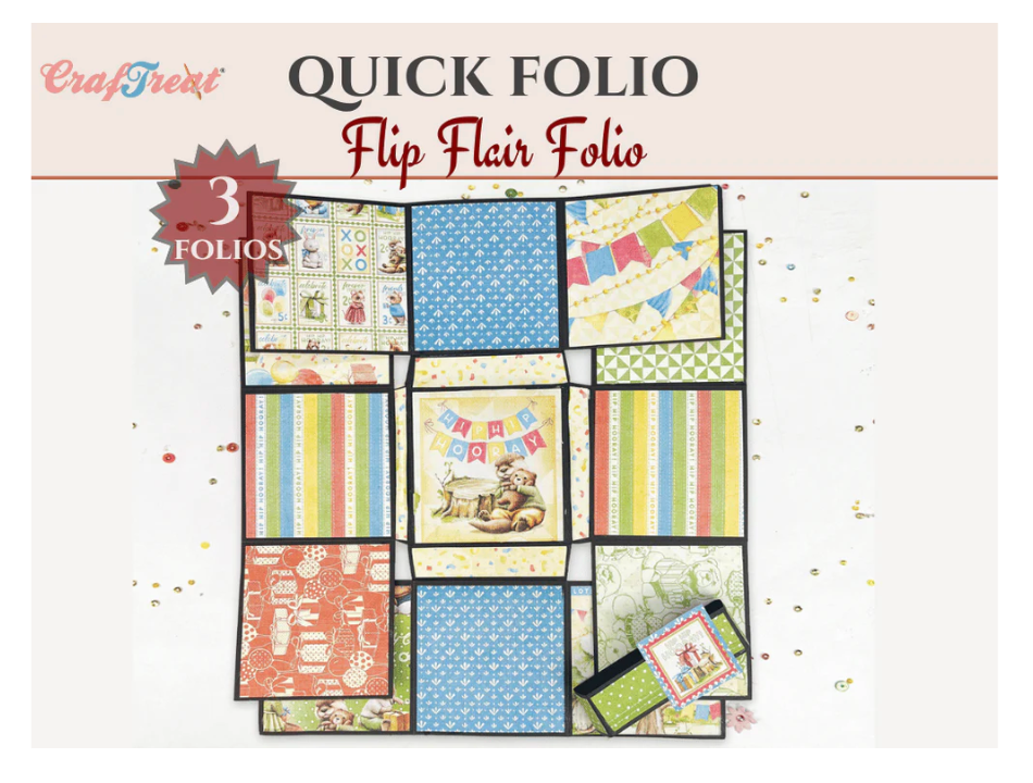 Craftreat Scrapbook Blank Quick Folio - Flip Flair Folio - Black, Kraft and White