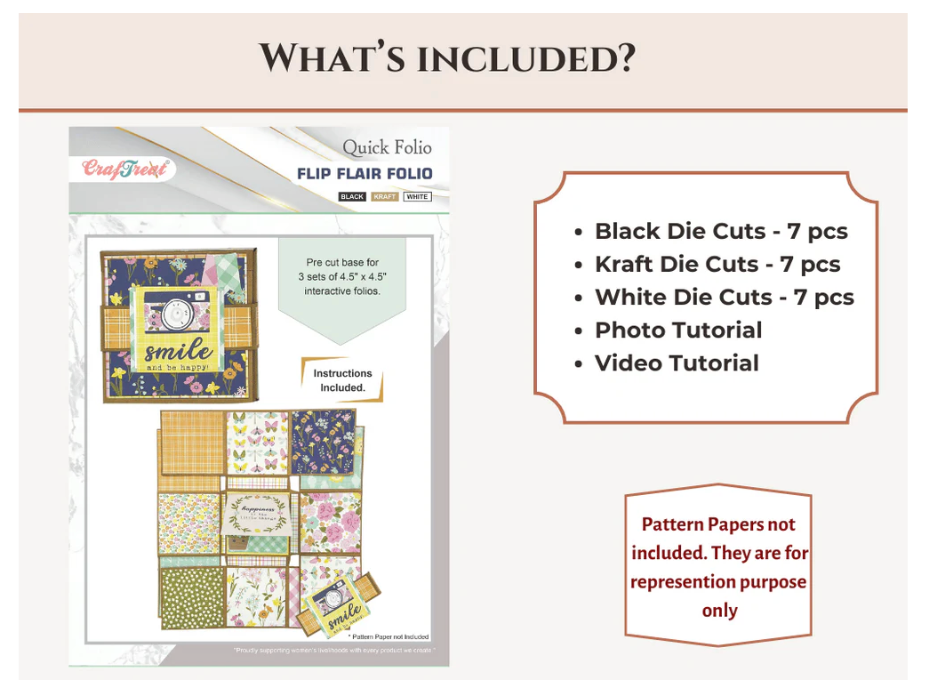 Craftreat Scrapbook Blank Quick Folio - Flip Flair Folio - Black, Kraft and White