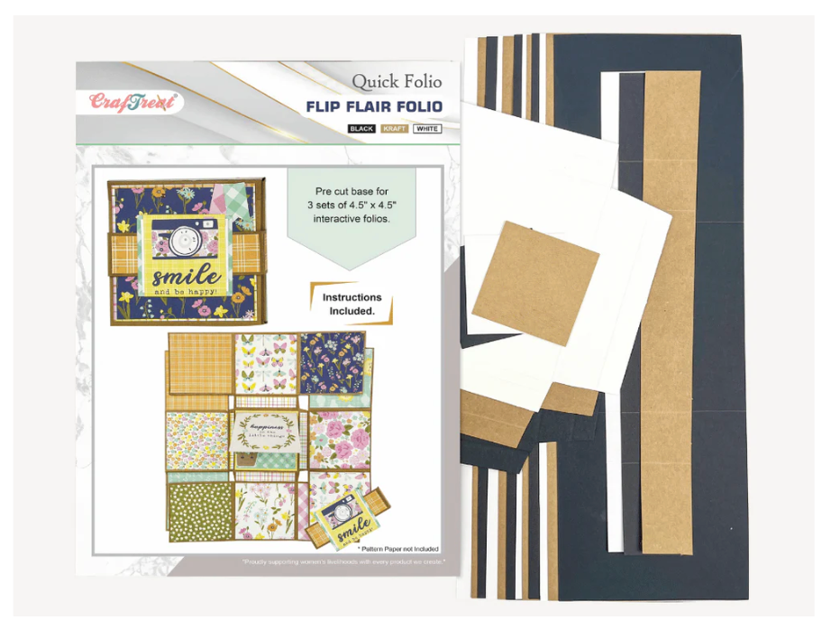 Craftreat Scrapbook Blank Quick Folio - Flip Flair Folio - Black, Kraft and White