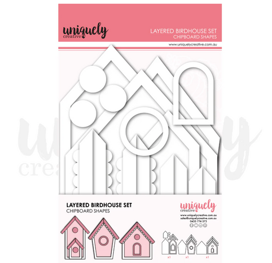 Uniquely Creative Layered Birdhouse Set - Chipboard Shapes