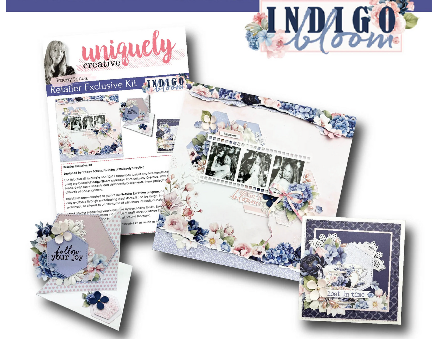 Uniquely Creative Indigo Bloom Scrapbook & Card Kit