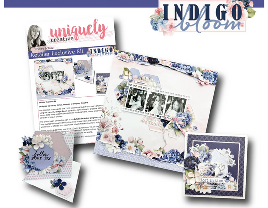 Uniquely Creative Indigo Bloom Scrapbook & Card Kit