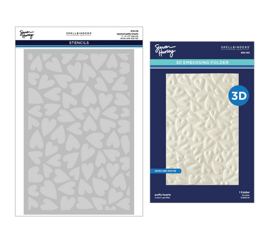 Spellbinders Puffy Hearts 3D Folder and Stencil Bundle