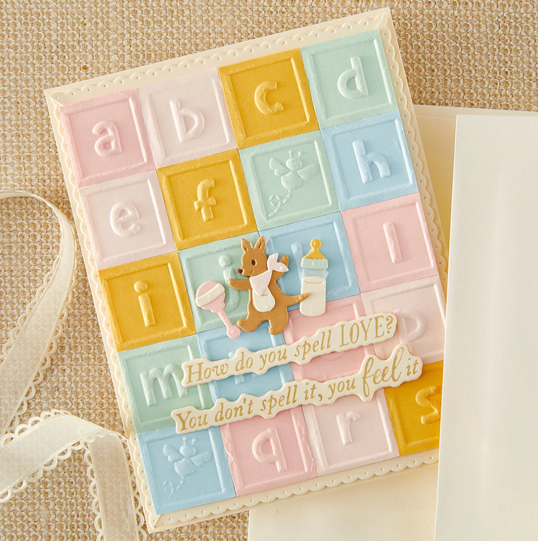 Spellbinders Classic Pooh Baby Blocks 3D Embossing Folder