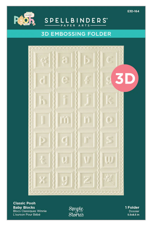 Spellbinders Classic Pooh Baby Blocks 3D Embossing Folder