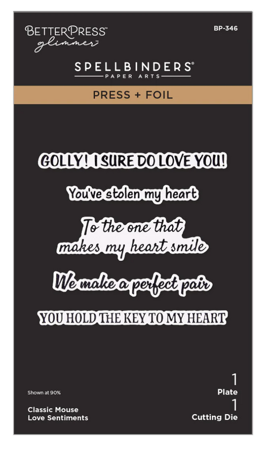 Spellbinders Classic Mouse Love Sentiments Press + Foil Plate & Die Set