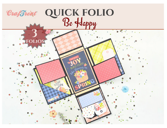 Craftreat Scrapbook Blank Quick Folio - Be Happy - Black, Kraft and White