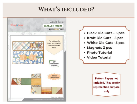 Craftreat Scrapbook Blank Quick Folio - Wallet - Black, Kraft and White