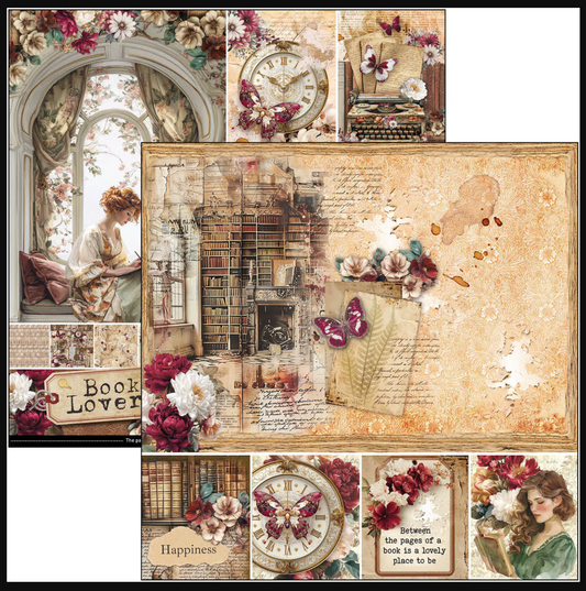 Ciao Bella Book Lovers Paper Pad 12"x12" 12/Pkg