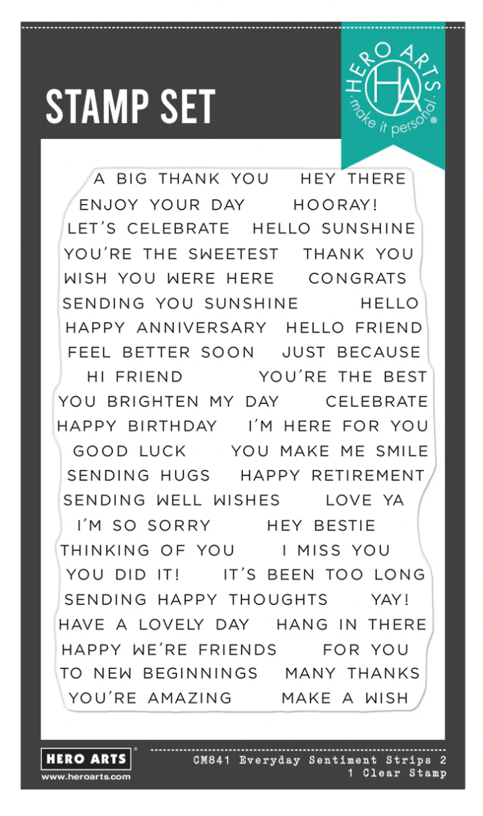 Hero Arts Everyday Sentiment Strips 2 Clear Stamp Set