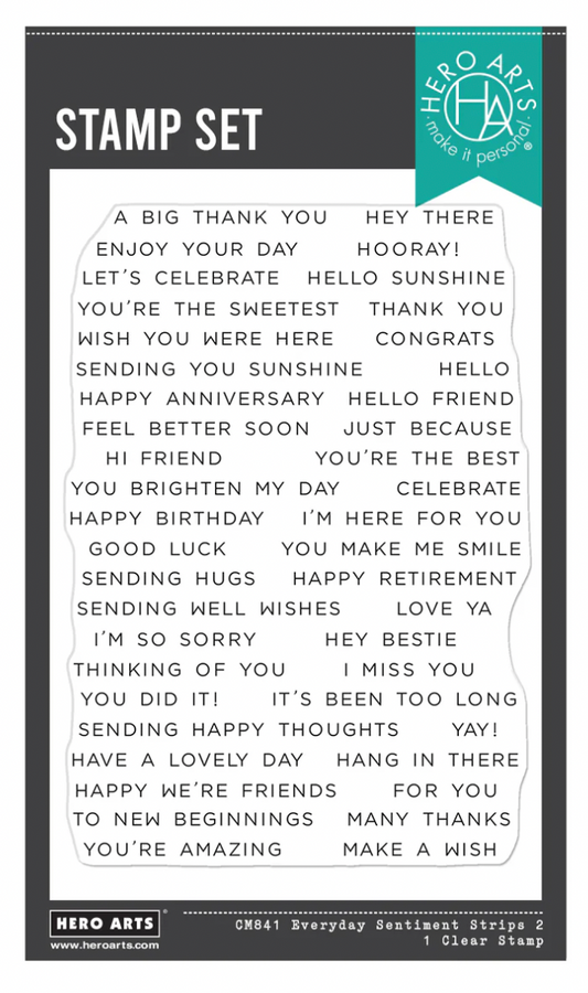 Hero Arts Everyday Sentiment Strips 2 Clear Stamp Set