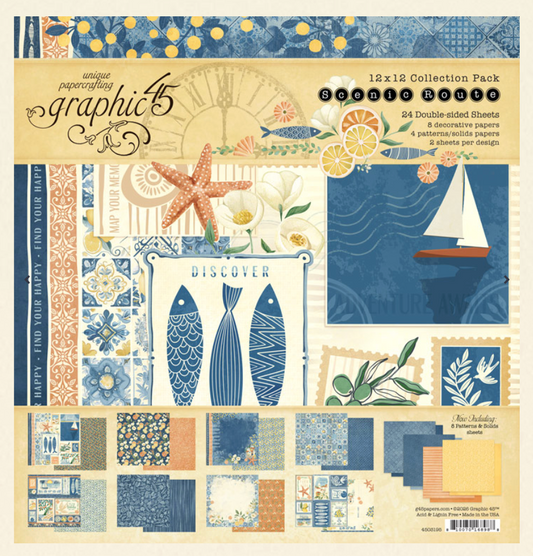 Graphic 45 Collection Pack 12"X12" - Scenic Route