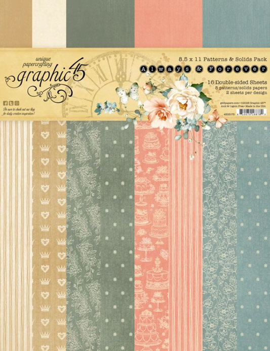 Graphic 45 Patterns & Solids Collection Pack 8.5"X11 - Always and Forever