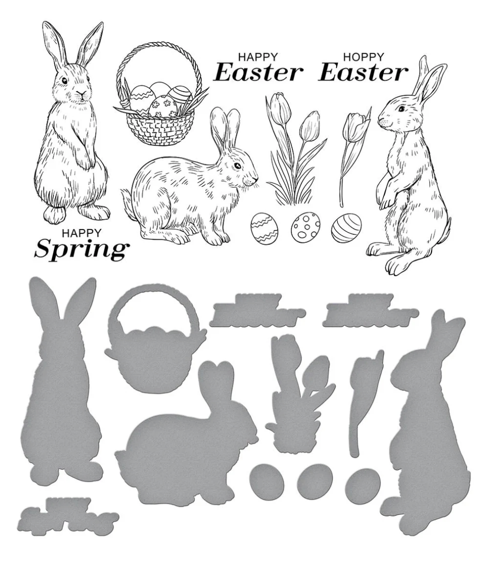 Spellbinders Spring Bunnies Press Plate & Die Set