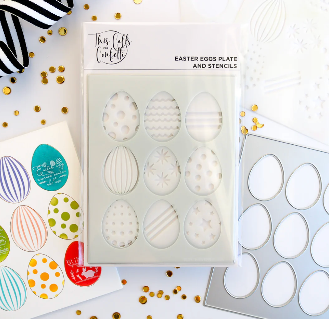 This Calls for Confetti Easter Egg Plate & Stencil Bundle