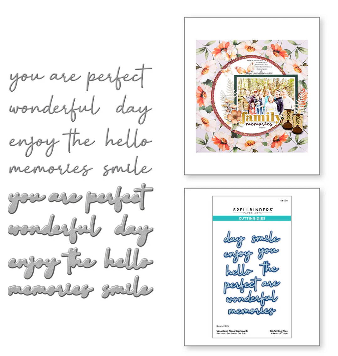 Spellbinders Woodland Tales Sentiments Etched Dies