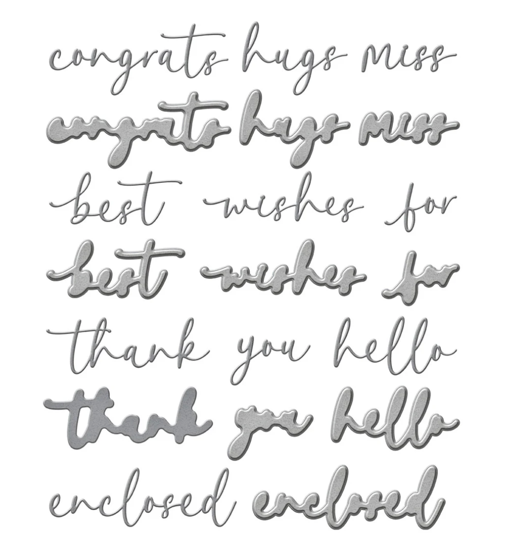 Spellbinders Vivid Script Sentiments Etched Dies