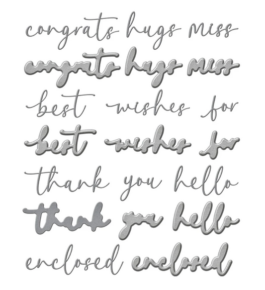 Spellbinders Vivid Script Sentiments Etched Dies